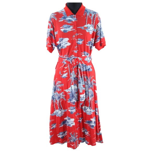 LACOSTE LOVELY RED BELTED POCKET COTTON DRESS SIZE 36 USED LIKE NEW CONDITION - Picture 11 of 11